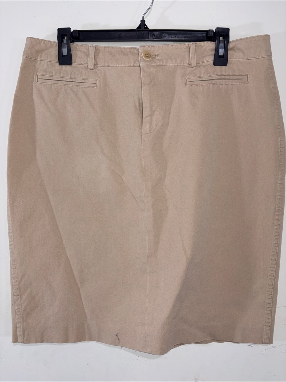 Lauren Ralph Lauren Khaki Midi Skirt Button Back Preppy Size 14